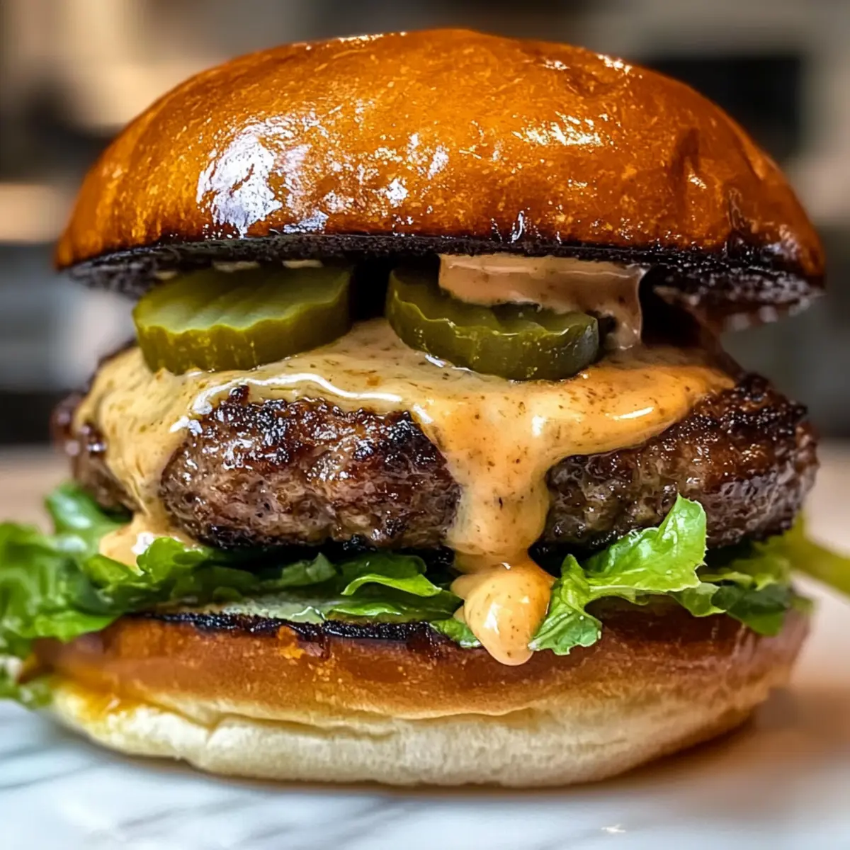 Saftiger Smash-Patty-Burger mit Geheimsoße